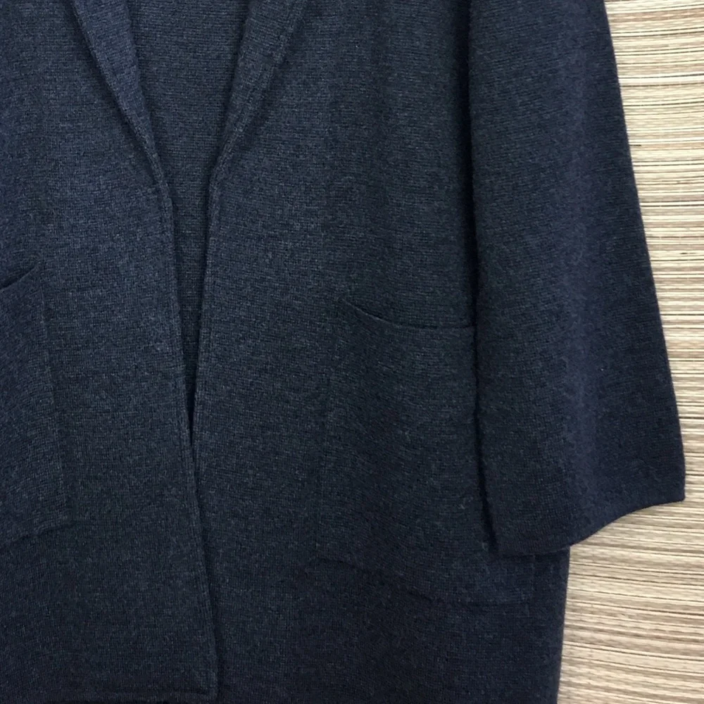 J.CREW Open-Front Merino Wool Blazer Sweater Jacket In Charcoal Size L - Picture 6 of 12